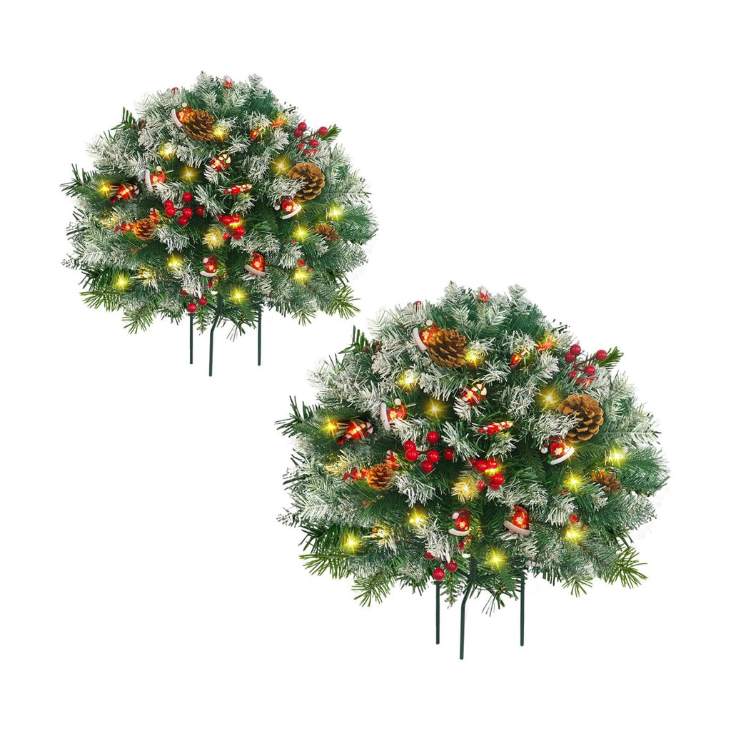 2 Pack 21.6 Inch Pre-Lit Christmas Urn Fillers for Outdoor