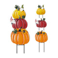 Outdoor Fall Pumpkin Decorations – 34.6" Metal Garden Stakes with 3 Stacked Pumpkins, Decorative Autumn Yard Signs for Porch Garden Lawn & Thanksgiving Decor