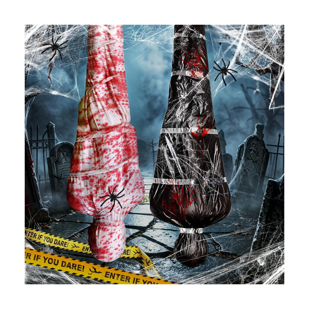 2 Packs 6ft Halloween Body Bags Decorations Outdoor, Hanging Corpse Props