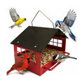 Metal Bird Feeder for Outdoors Hanging, Heavy Duty Tray Platform Bird Feeder with Drainage Holes, Wild Bird Seed Feeder for Cardinal Blue Jay, Squirrel Resistant for Garden Deck Patio