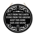 Witchy House Blessing Wooden Hanging Sign for House Front Door, Home Protection Spell Sign for Housewarming, Salt From The Earth