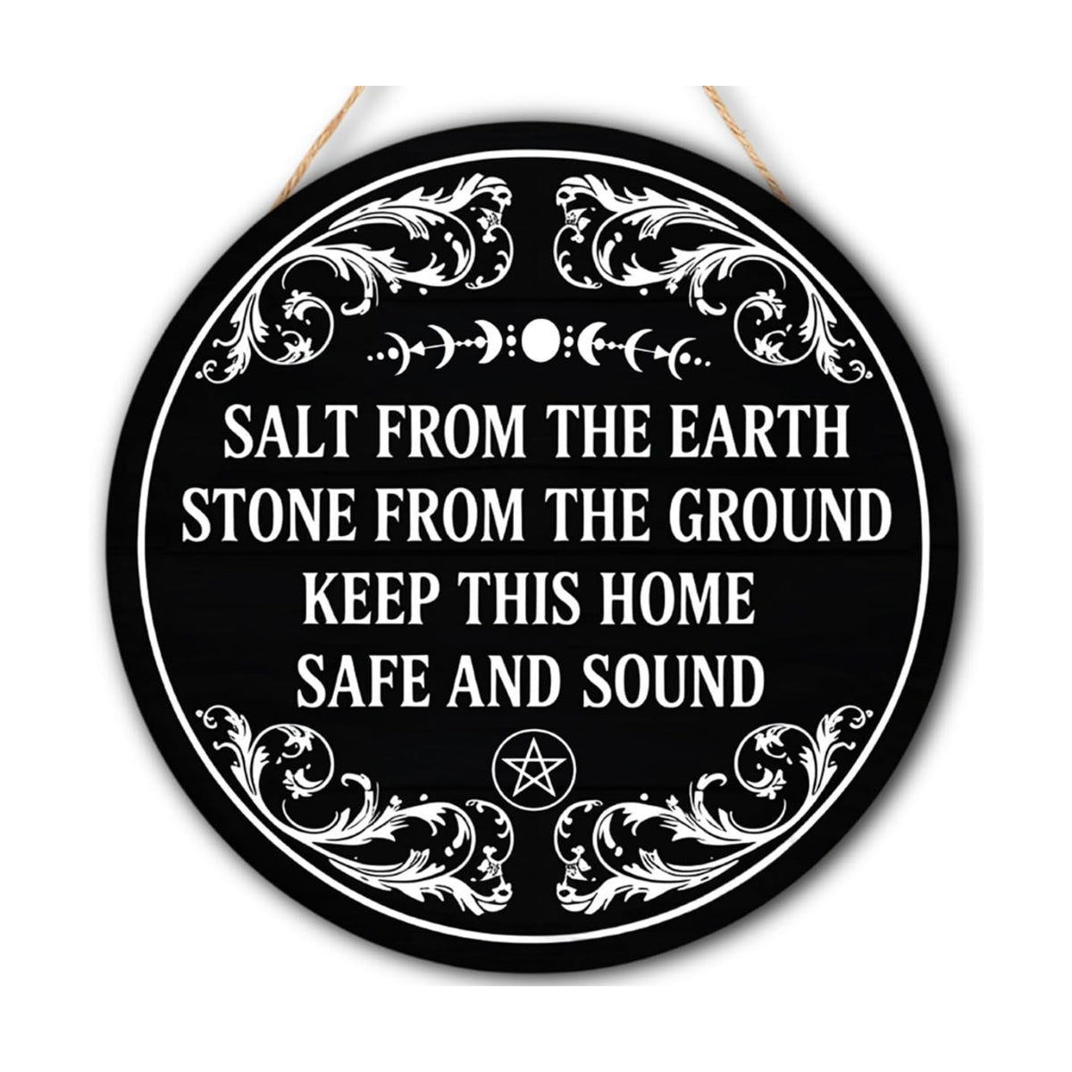 Witchy House Blessing Wooden Hanging Sign for House Front Door, Home Protection Spell Sign for Housewarming, Salt From The Earth