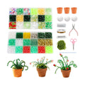 DREVIONARA 6384pcs Beaded Plants Kit Magnets for Fridge,Forever Plant Kit with Green Beads Leaf Glass Flowers for
