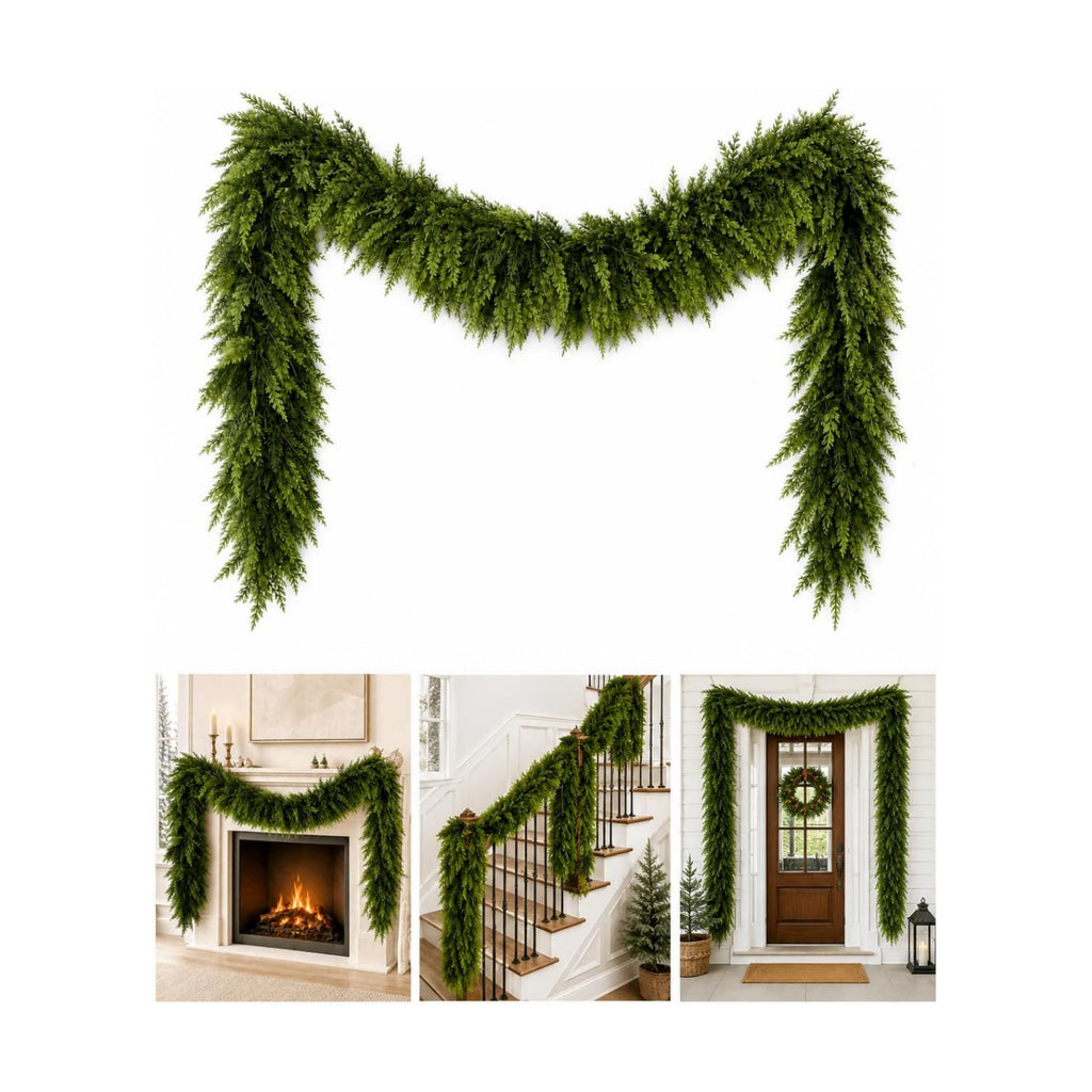 2 Pack Artificial Christmas Cedar Garland, 6 FT Real Touch Pine Greenery