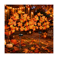 Fall Decorations Outdoor Solar Lights, 2Pcs Thanksgiving Lights 40LED 80 Maple Leaves Stake Light Waterproof 8 Lighting Modes for Autumn Patio Garden Yard Outside Halloween Thanksgiving Decorations