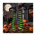 Tudomro 2 Pcs Metal Upside Down Witch Leg Halloween Outdoor Decor, Green