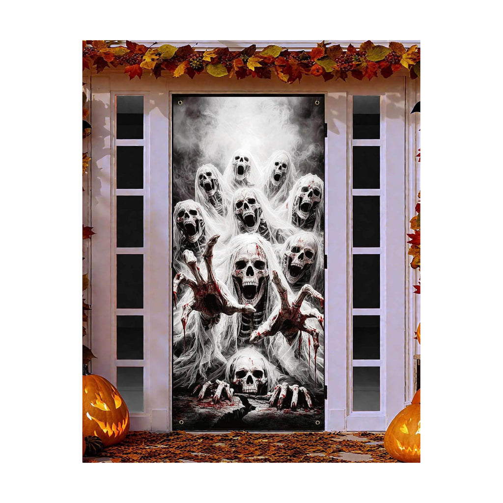 Halloween Door Cover Decor, Outdoor Party Wall Backdrop Sign