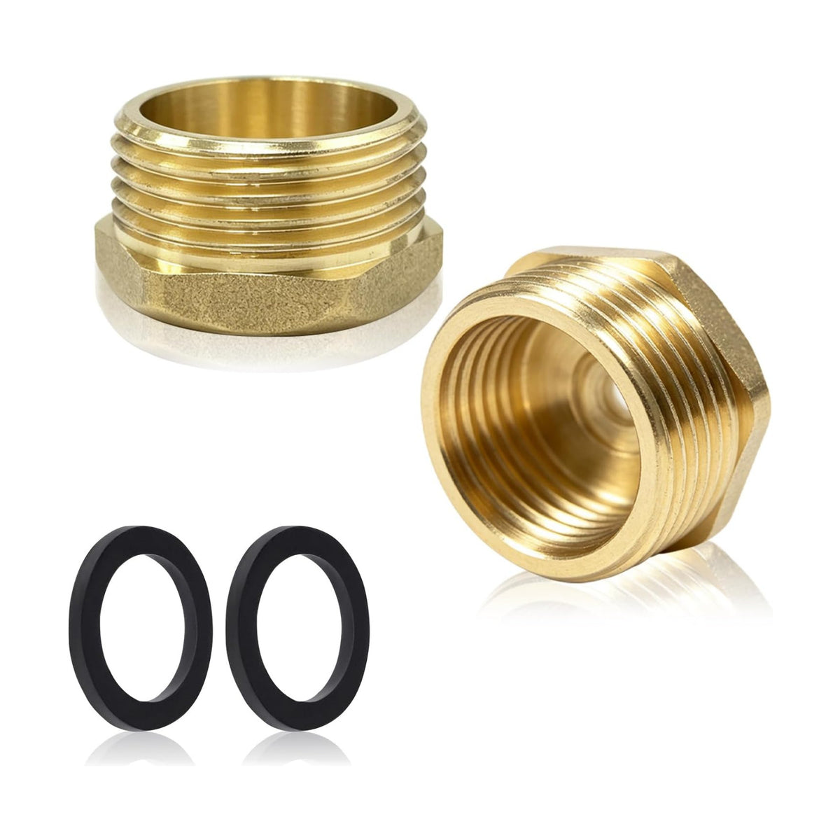 2 pcs 3/4" Garden Hose End Caps, Brass Male Thread Garden Hose Cap with Washers, Outdoor Faucet End Cap Brass Pipe Plug Spigot Cover