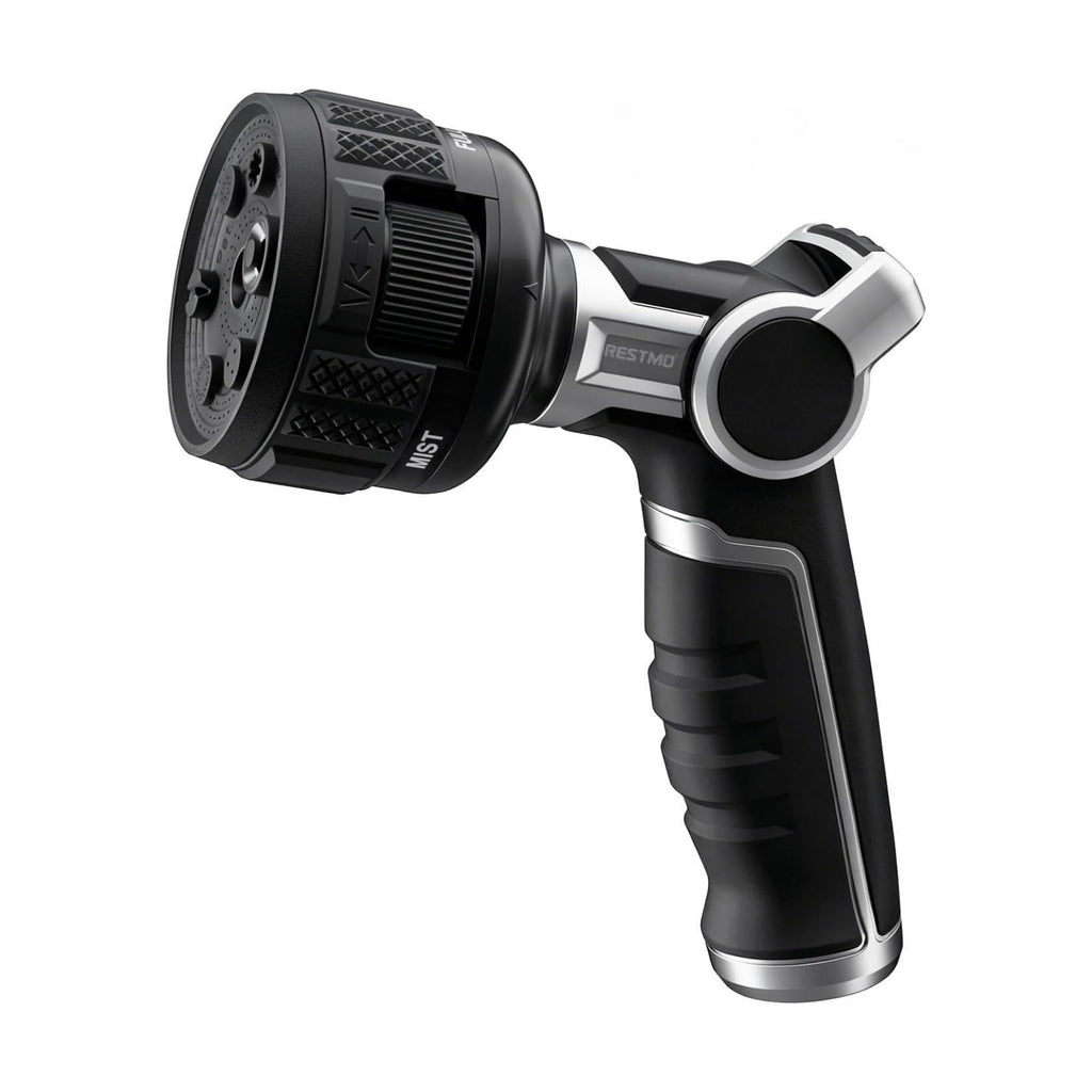 RESTMO Water Hose Nozzle Heavy Duty, Adjustable Garden Sprayer for Outdoor | 2-in-1 Twist Control, 9 Spray Patterns