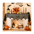 Halloween Fireplace Mantel Scarf,Lace Spiderweb Mantel,18 x 96 Inch