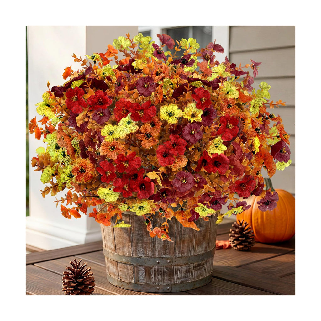 Artificial Flowers Outdoor, UV Resistant Faux Plants, Fall Decor,20 Bundles