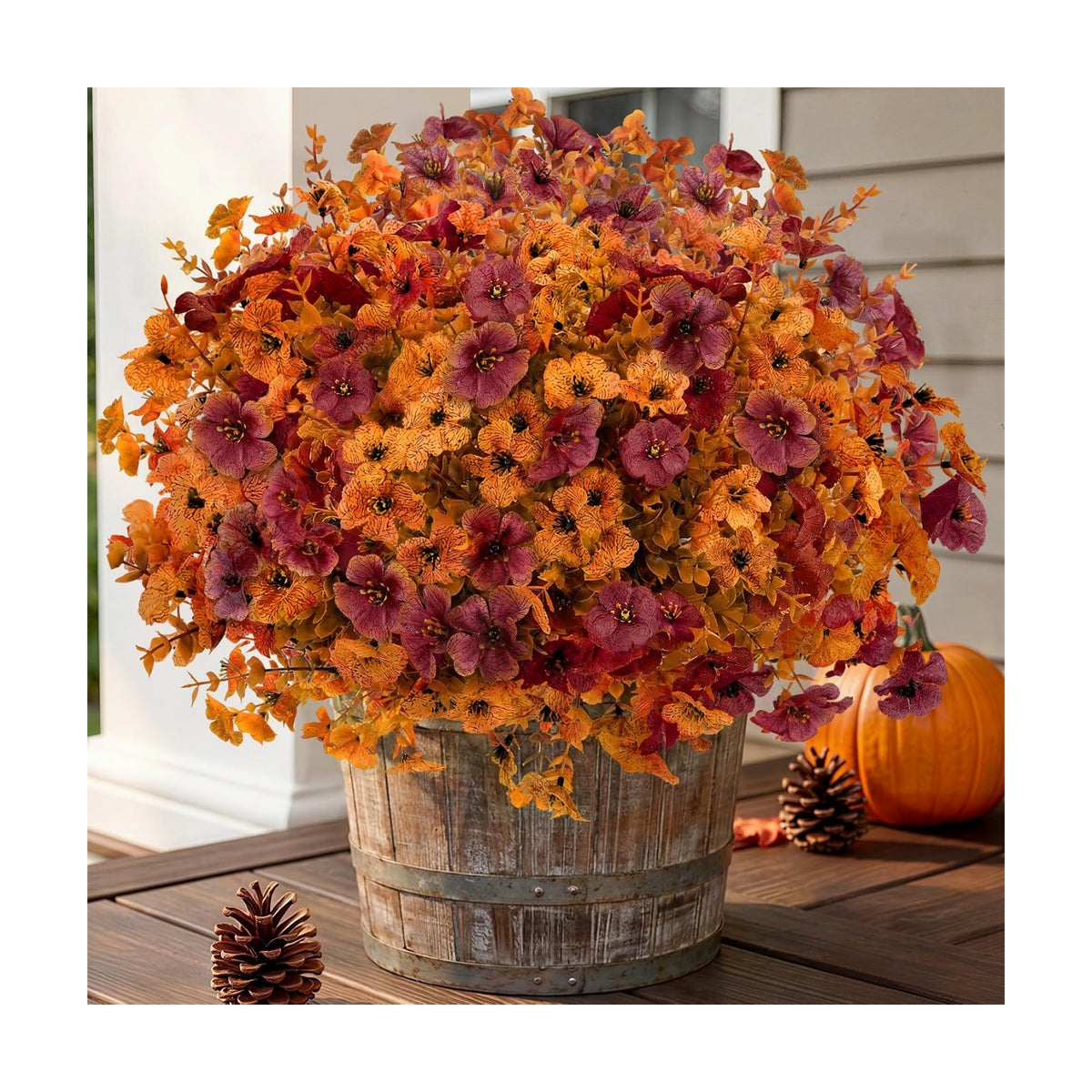 Artificial Flowers Outdoor, UV Resistant Faux Plants, Fall Decor,12 Bundles