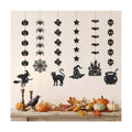 6Pcs Black Glitter Halloween Hanging Banner Halloween Decorations