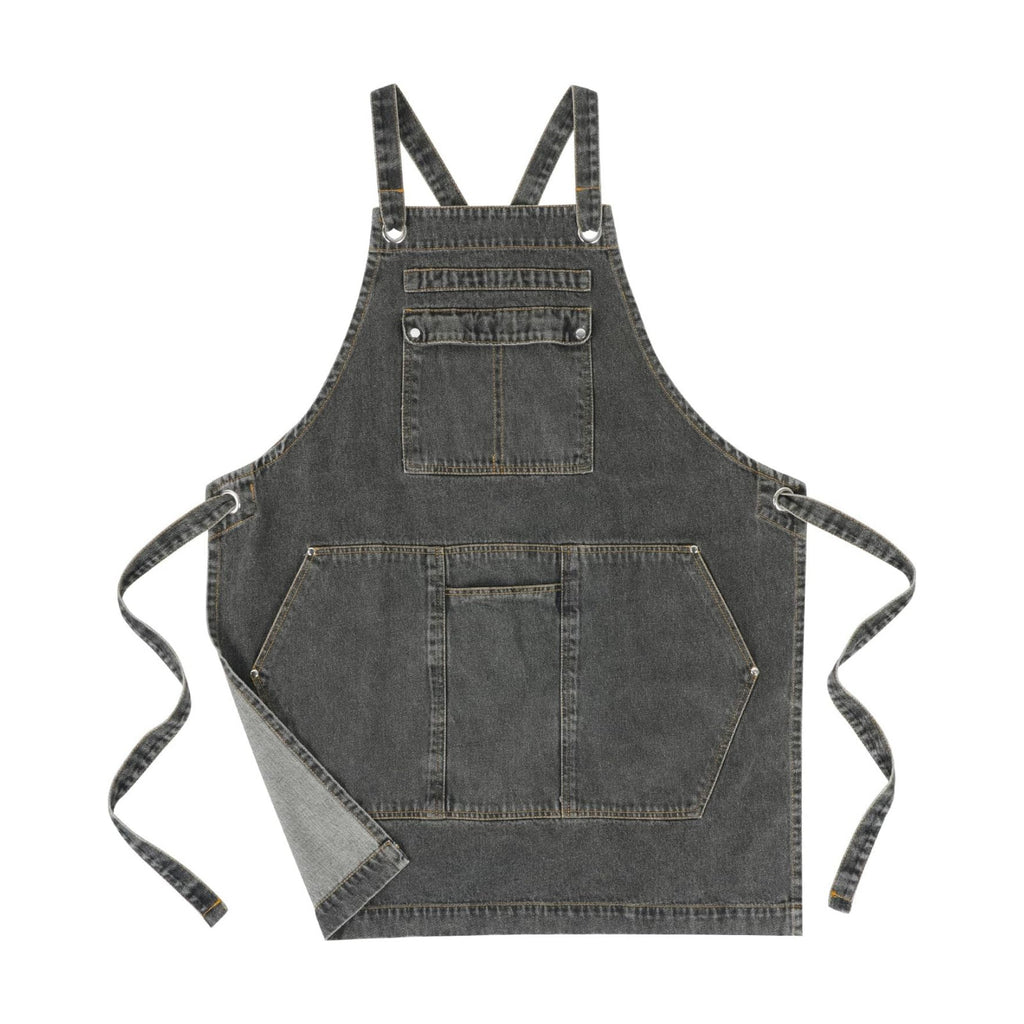 Denim Apron with Pockets for Hairstylist Gardening Craftsmen Barista,Jean Apron for Women Men Cross Adjustable Strap