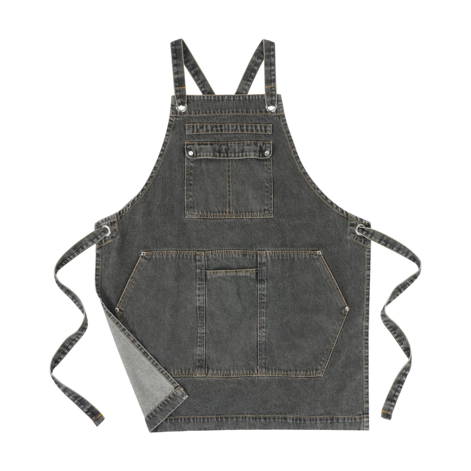 Denim Apron with Pockets for Hairstylist Gardening Craftsmen Barista,Jean Apron for Women Men Cross Adjustable Strap