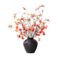 Fall Physalis Branches - 37" Faux Red Berry Stems, fake Flowers for Vase