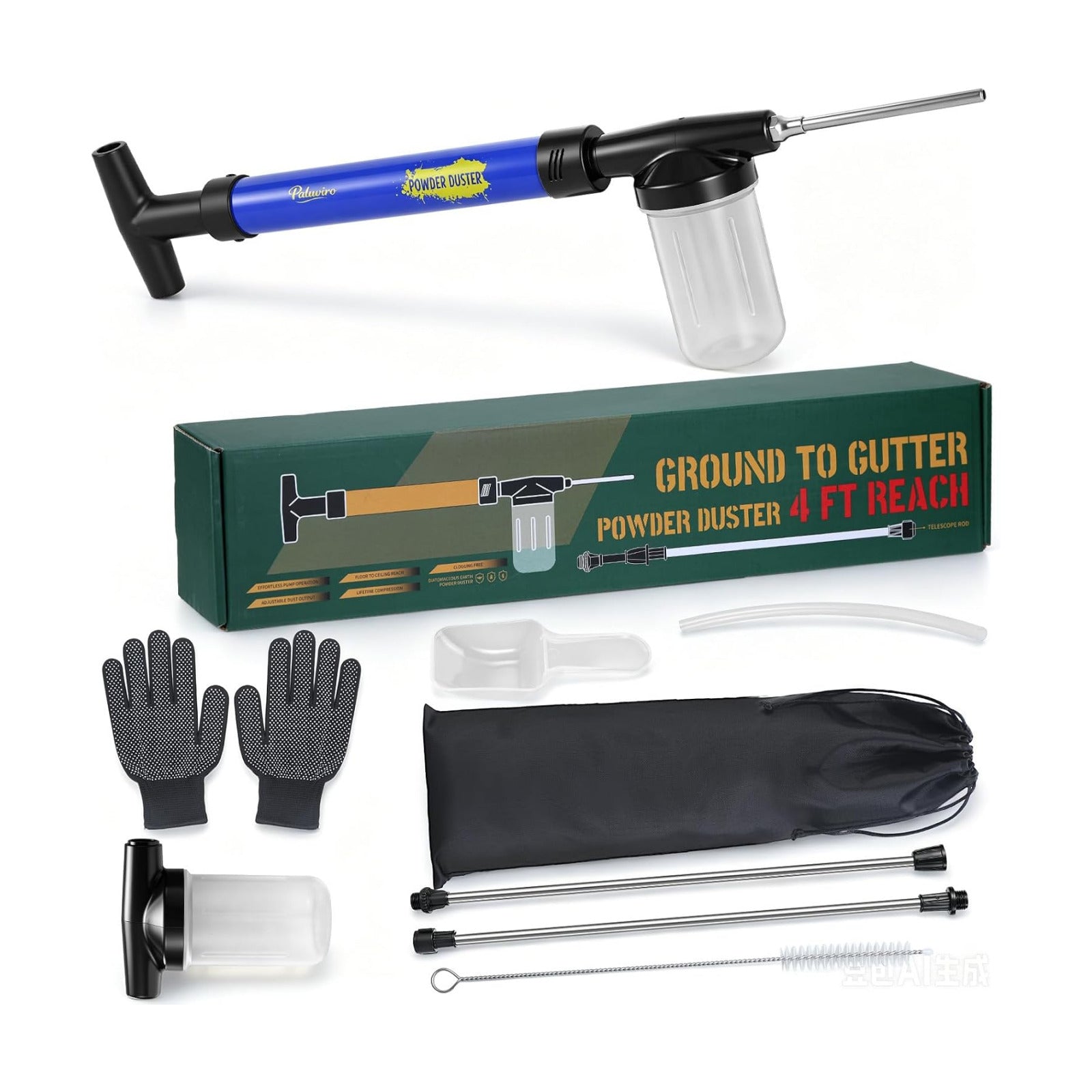 Diatomaceous Earth Powder Duster, Powder Sprayer with Adjustable up to 4.1 FT, Pump Applicator Includes Drawstring
