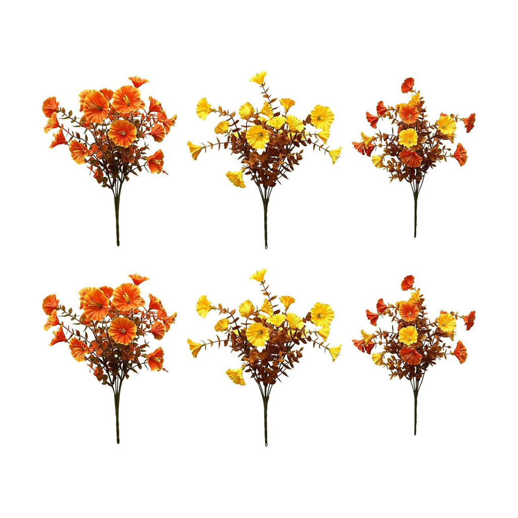6 Pcs Artificial Fall Flowers 13.7 Inch Faux Autumn Floral Stems Mixed Burnt Orange Fake Bouquet Thanksgiving Table Centerpiece Home Decor