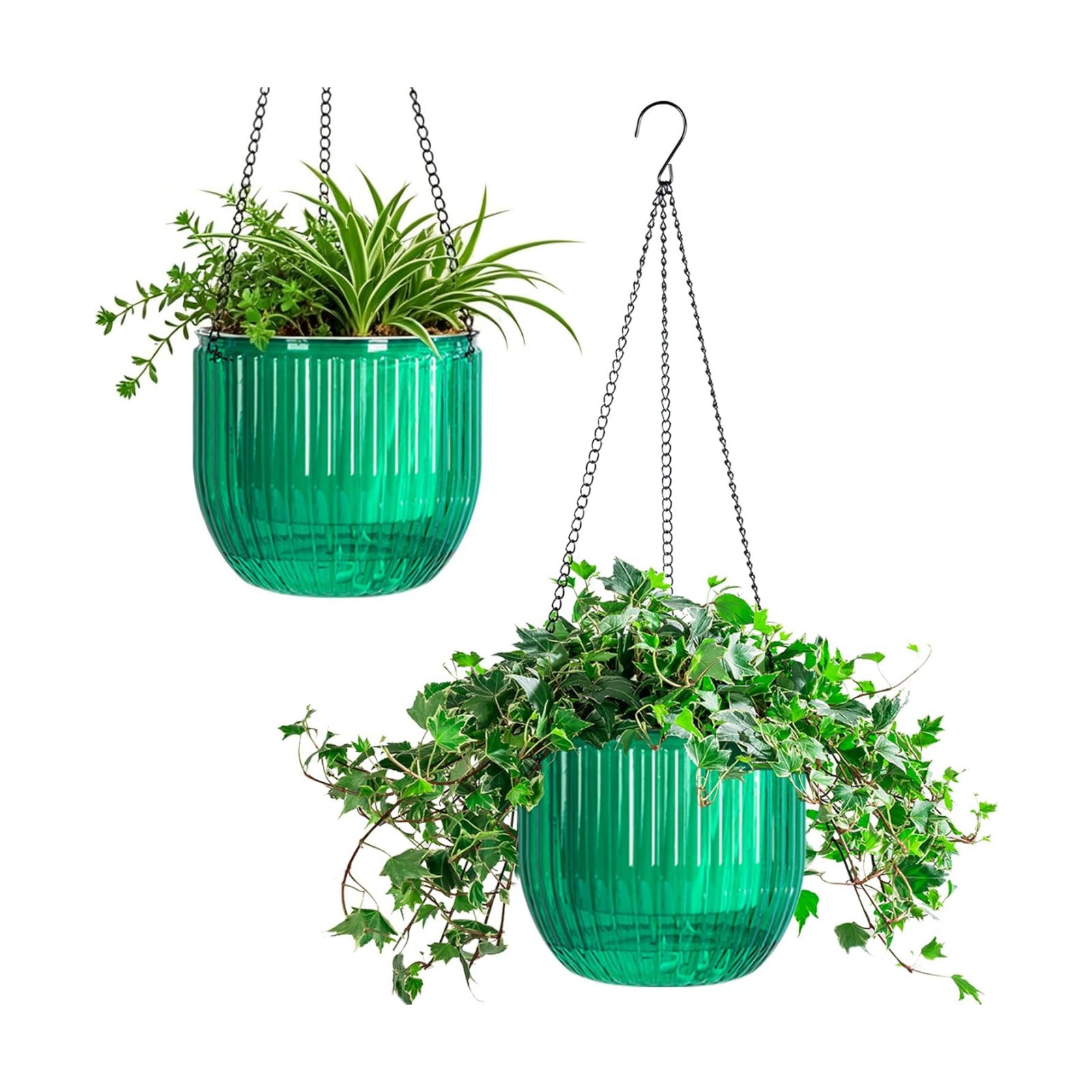Melphoe 2 Pack Self Watering Hanging Planters Indoor Flower Pots, 8.3 Inch Outdoor Hanging Basket, Plant Hanger with