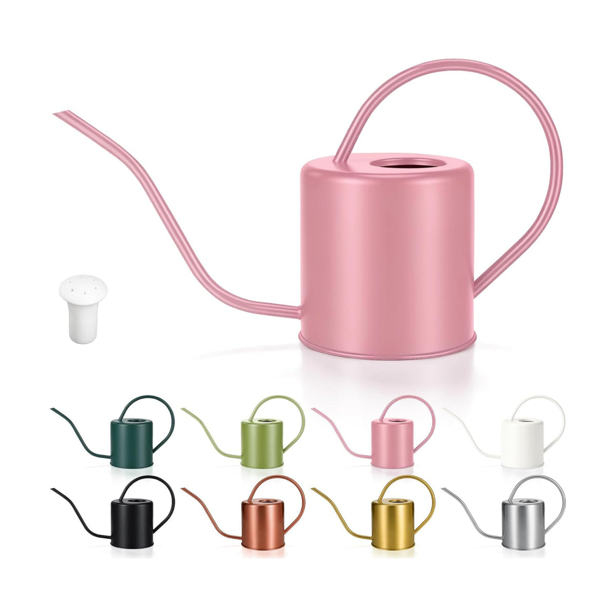 Plant Watering Can, 50 oz / 1500 ml Stainless Steel Metal - Modern Decorative with Long Spout for Indoor Potted Plants, Bonsai, Garden Flowers, Pink