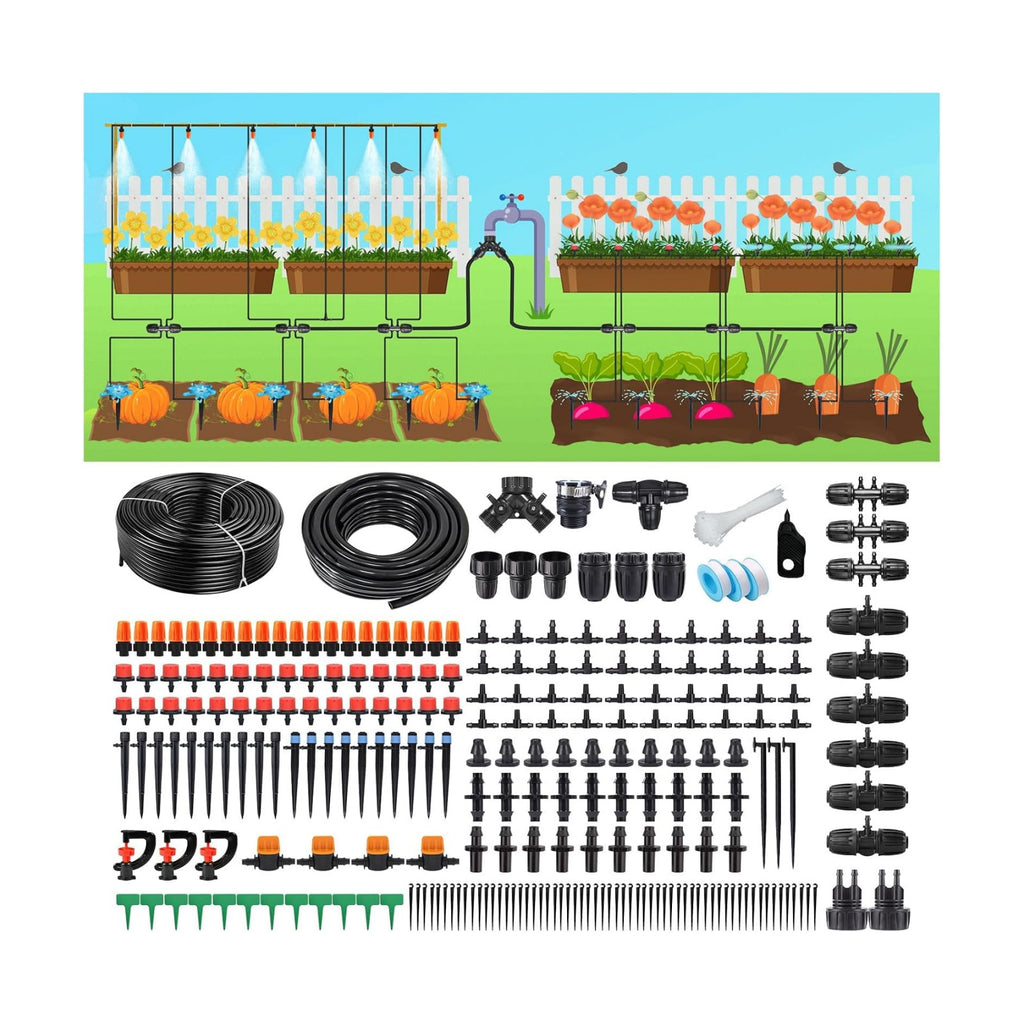 164FT Garden drip Irrigation System Kit: 299PCS Hose - Auto Garden Watering Irrigation System - with 5 Kinds of