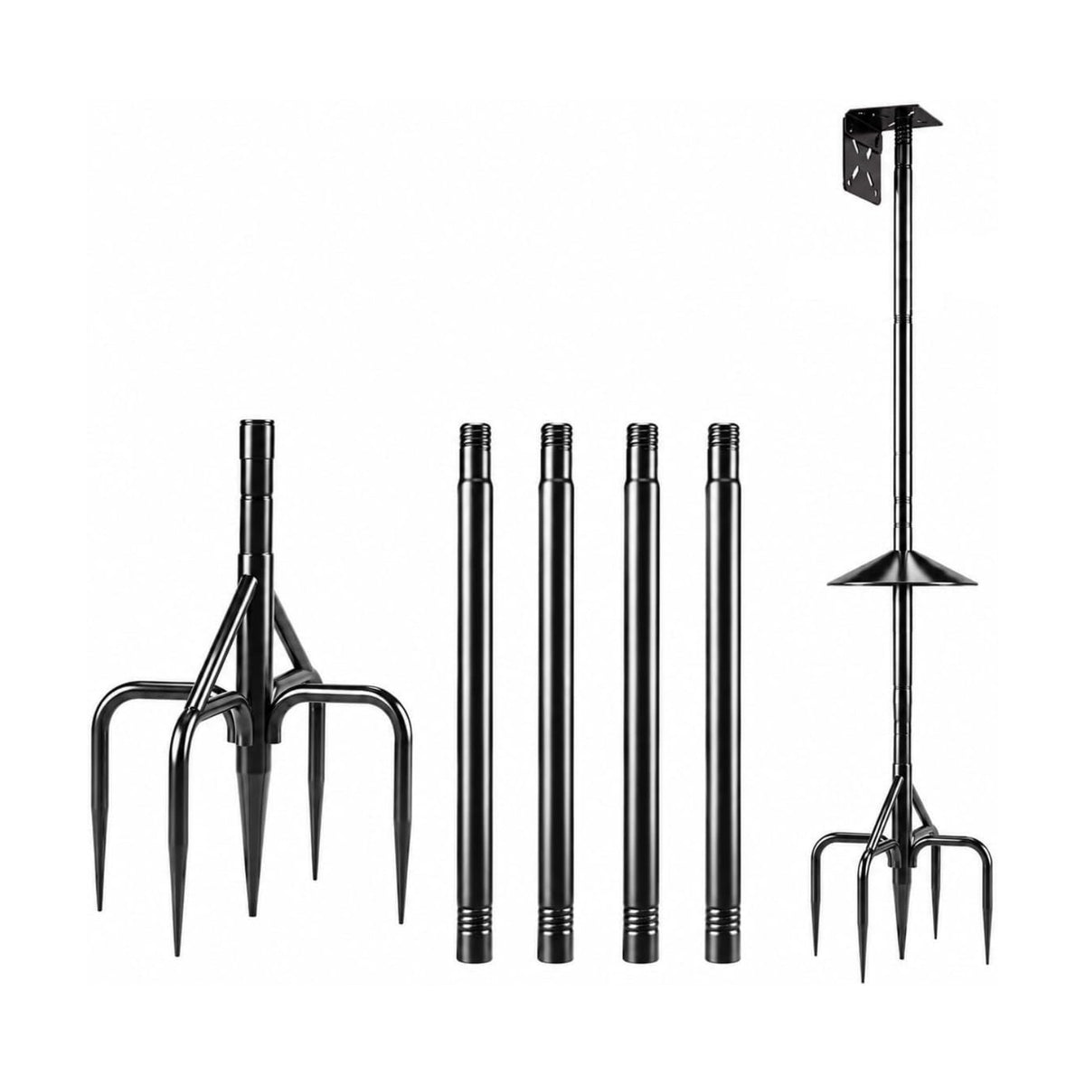 Bird Feeder Pole, 76Inch Heavy Duty Stand with 1-Inch Diameter, Outdoor Bird House Pole Mount for Hanging Feeders (Black, with Squirrel Baffle) (76in-Pole with Baffle)
