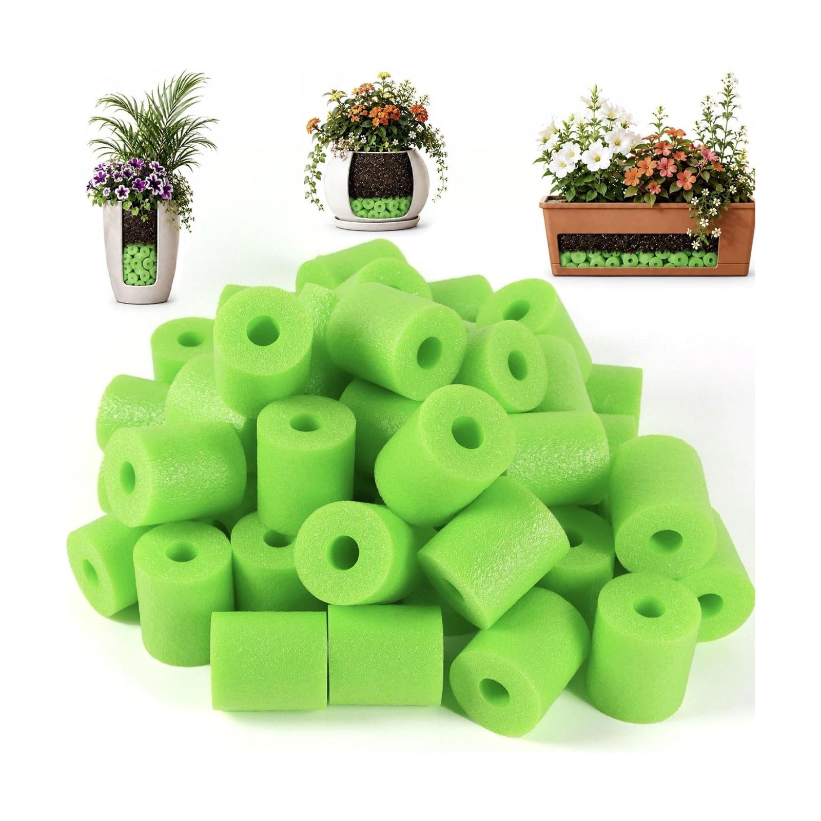 50 Pack Planter Drainage Inserts, Flower Pot Foam Inserts for Outdoor Planters, 50mm Foam Planter Filler, Lightweight