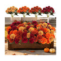 12 PCS Artificial Fall Flowers for Outdoors, UV Resistant Fake Mums