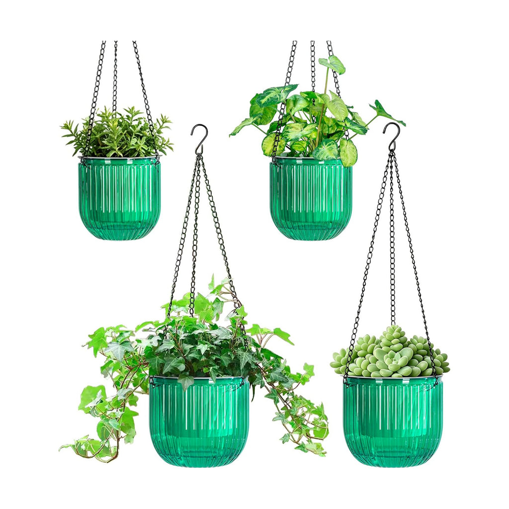 Melphoe Self Watering Hanging Planters Indoor Flower Pots, (6.5’’+6.5’’+5.3''+5.3'' 4Pack) - Outdoor Hanging Plant Pot