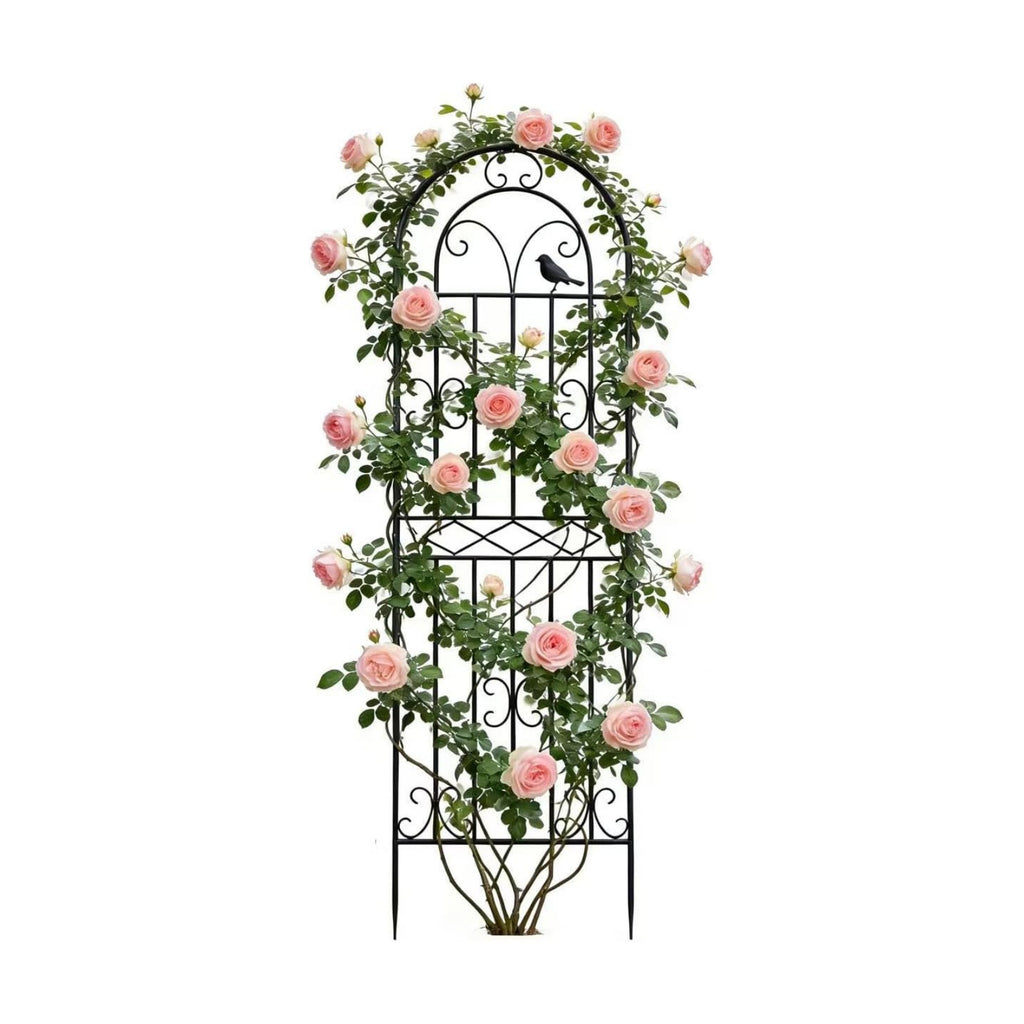 1 Pack 59"x19.7" Metal Gardon Trellis for Climbing Plants Flowers Outdoor, Rustproof, Heavy Duty, Black Coating Plant
