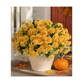 Artificial Fall Mum Flowers for Outdoor, Faux Chrysanthemum Bushes UV Resistant, Waterproof Floral Arrangements, Fake Autumn Daisy Flowers for Front Door Patio Garden Yard Planter Home Decor, Yellow
