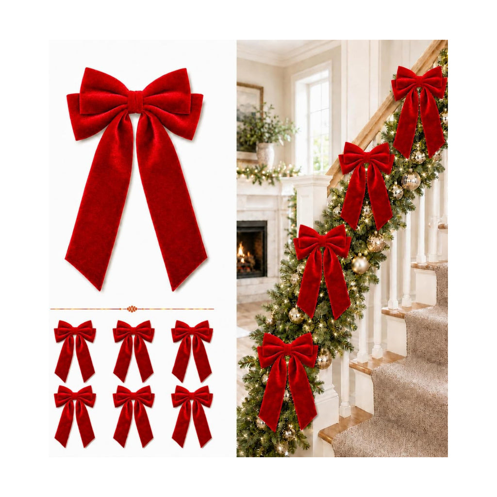 Large Christmas Tree Topper Bows, Velvet Bows for Xmas Tree Garland Wreath