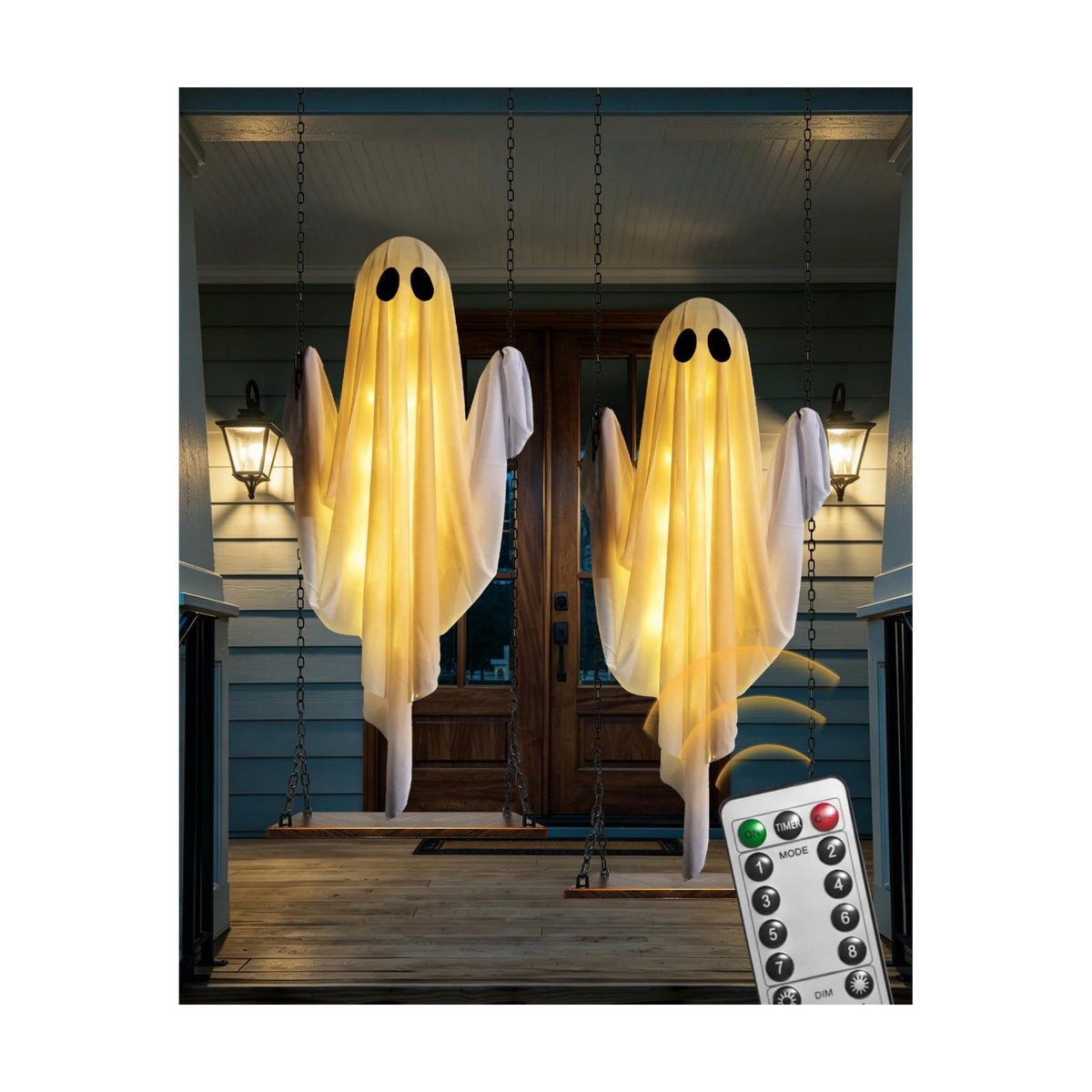 Halloween Decorations Outdoor, 2 Pack 3 FT Large Hanging Swing Ghost