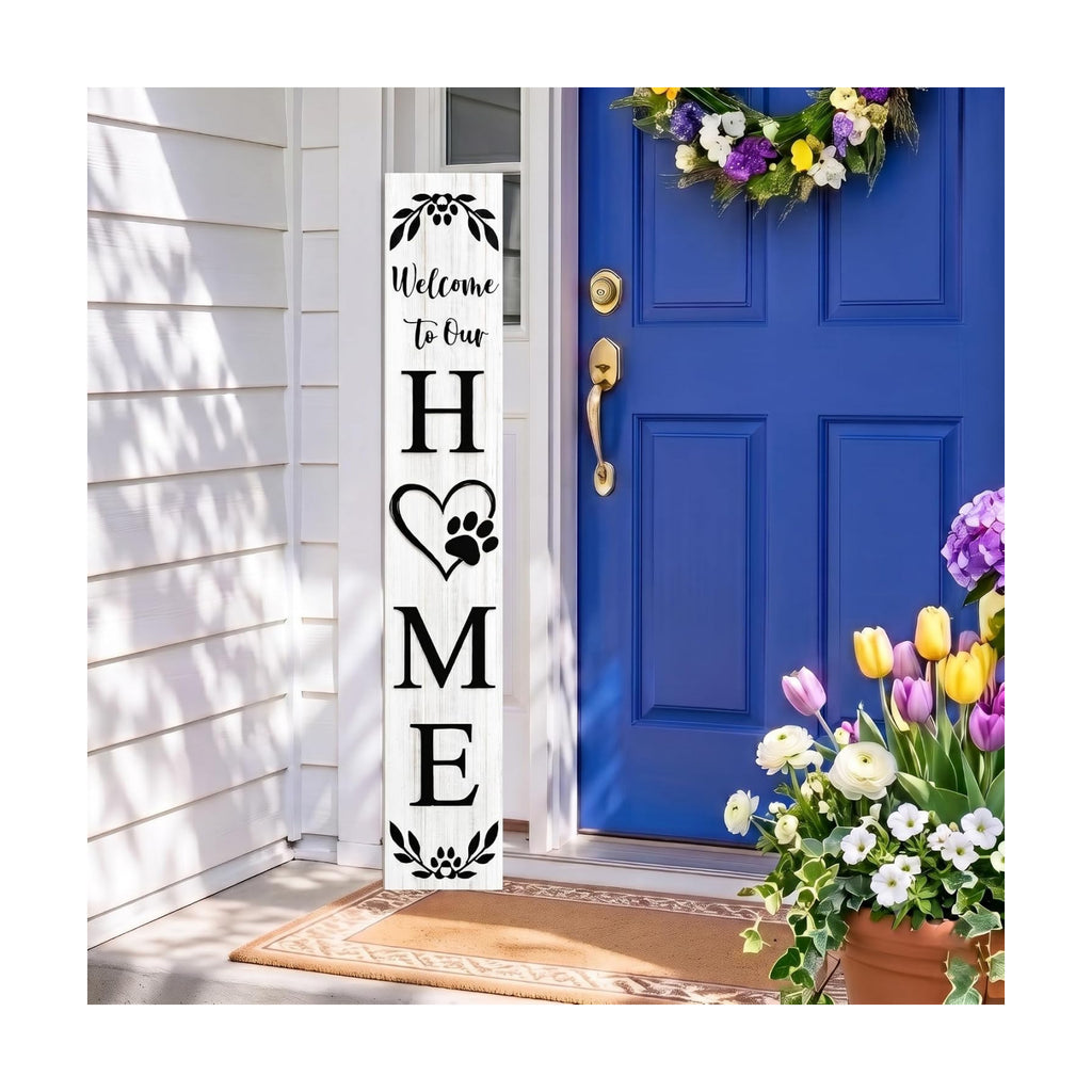 Welcome Sign Porch Decor Front Door Outdoor Wooden Board, Rustic Farmhouse