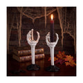 Qinyoung 2 Set Halloween Skull Taper Candle Holders, Black Resin Gothic
