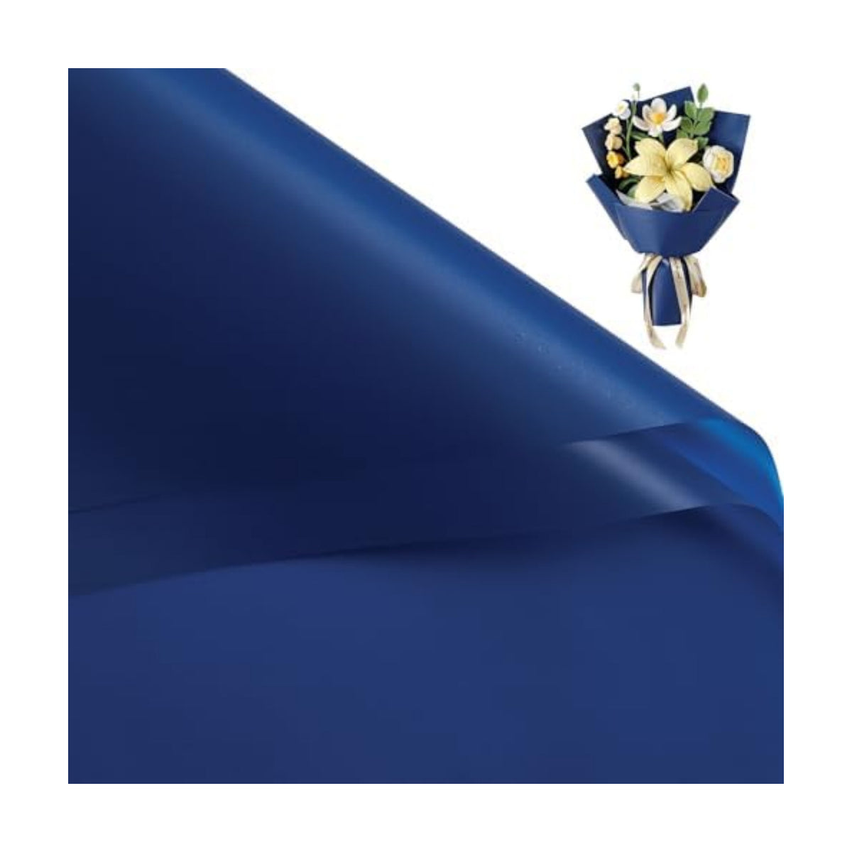 RUSPEPA 20 Sheets Flower Wrapping Paper, Pure Royal Blue Waterproof Floral Bouquet Wrapping Paper, Florist Supplies Packaging for Birthday, Wedding, Father's Day, Graduation, DIY Crafts, 22.4" x 22.4"