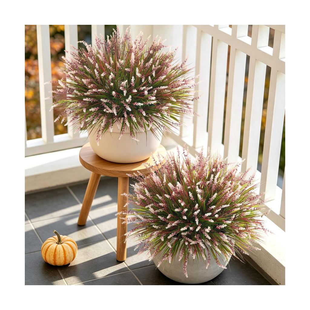 Ammyoo Fake Fall Plants Artificial Monkey Grass for Outdoors Garden Decor