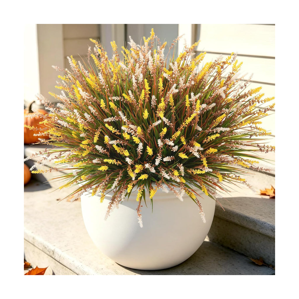 12 Pcs Fake Fall Plants Artificial Monkey Grass for Outdoors Porch Decor