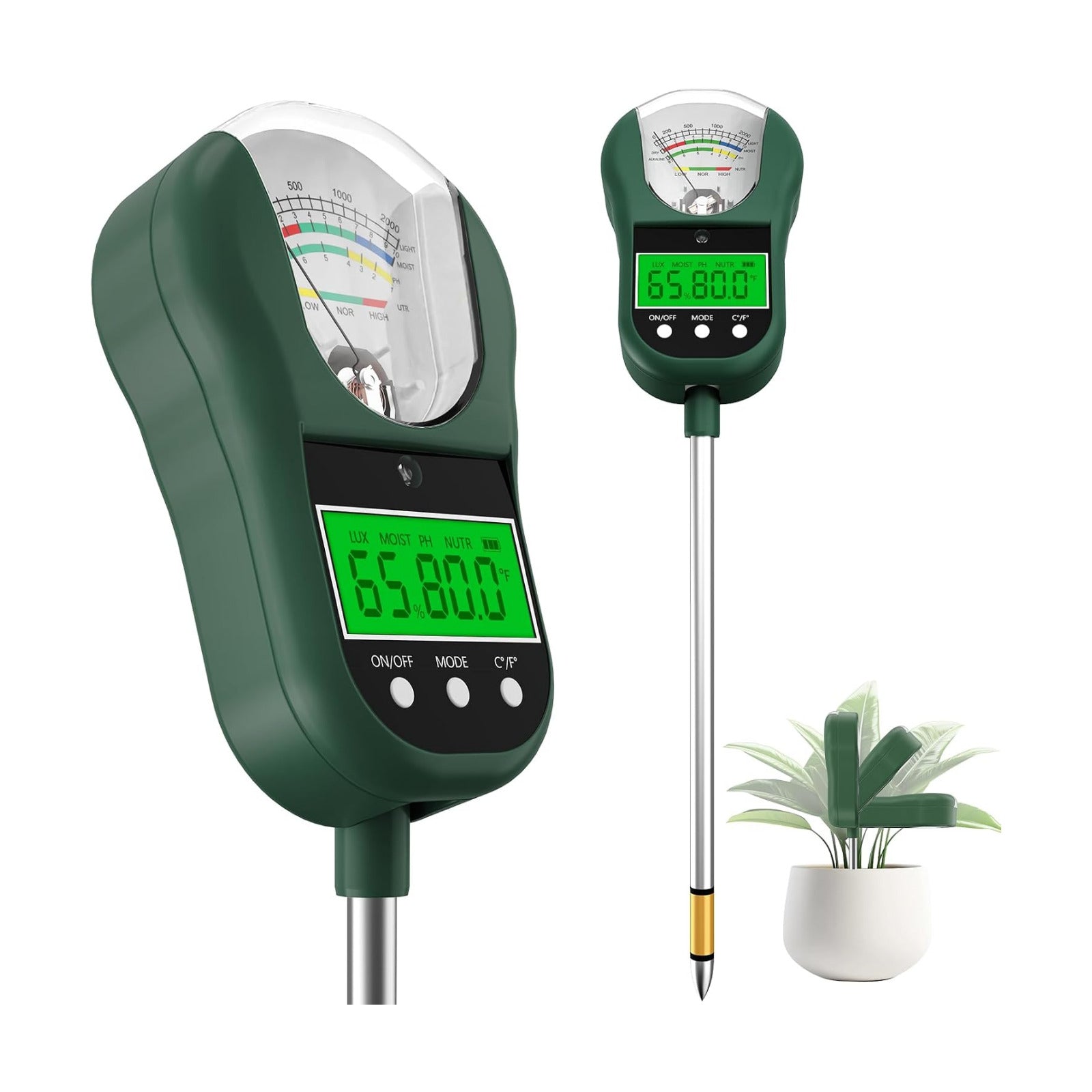 7-in-1 Soil Test Kit, Soil Moisture Meter/pH Meter/Light Intensity/Fertility/Air & Soil Hygrometer Temperature with