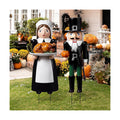 Geelin 2 Pack Fall Thanksgiving Metal Garden Stakes,Pilgrim Couple