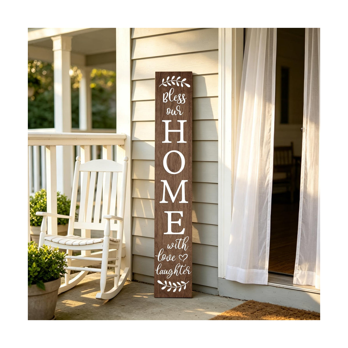 Welcome Sign for Front Door Porch, Bless Our Home Signs 47"