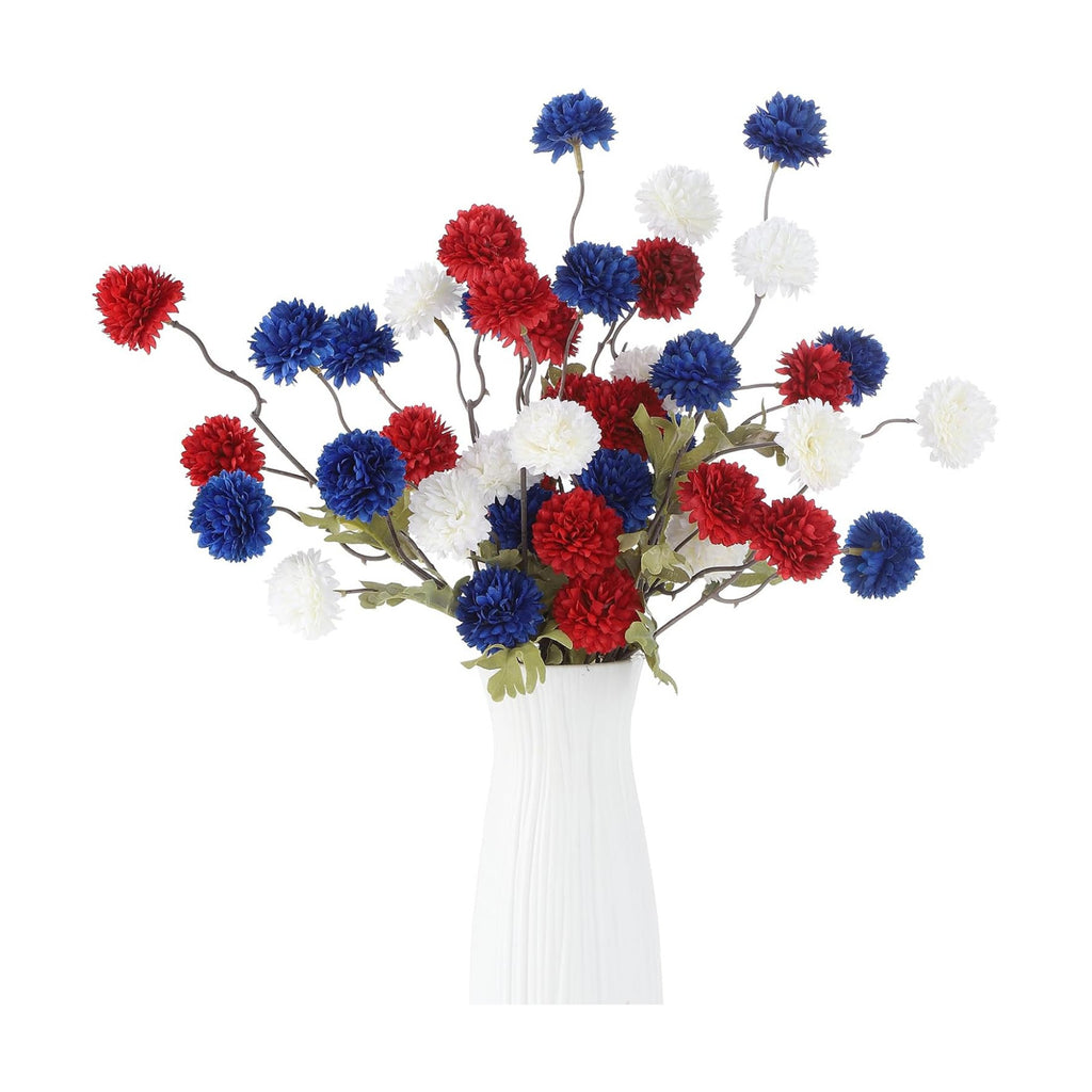 DuHouse 9pcs Artificial Flowers Faux Silk Pompon Mum Chrysanthemum Ball