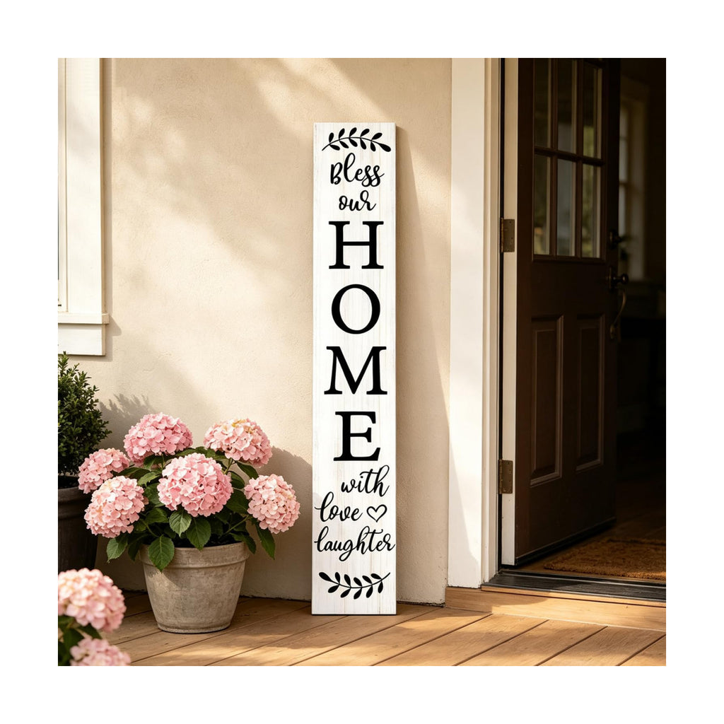 Welcome Sign for Front Door Porch, Bless Our Home Signs 47"