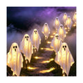 6-Pack Solar Powered Ghost Halloween Decorations Outdoor, Auto On/Off, Ghost Path Lights for Scary Party Yard Garden Lawn Holiday Decor(Warm White)