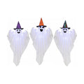 3 Packs Halloween Decorations Outdoor - BCLGSHINE Lighted Hanging Ghost Decorations with Hats & 45 LEDs, 36 Inch Halloween-Ghost Lights for Porches, Party, Yards, Gardens, Lawn