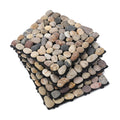 Natural Stepping Stones Deck Tiles for Outdoor River Rock 4 Sheets | Interlocking Square Pavers Landscaping, Sliced