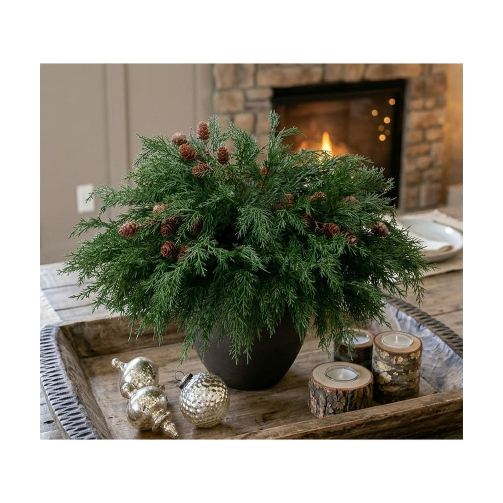 Faux Cedar Stems Artificial Norfolk Pine Branches for Christmas Decor