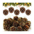 24 Pcs Gold Glitter Pine Cones Ornament for Christmas Tree Hanging Decor