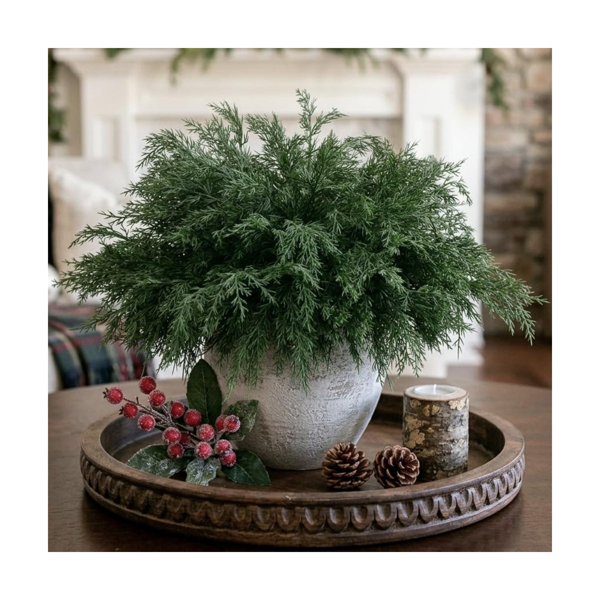 16 Pcs Artificial Lifelike Touch Christmas Cedar Pine Branches for Vase