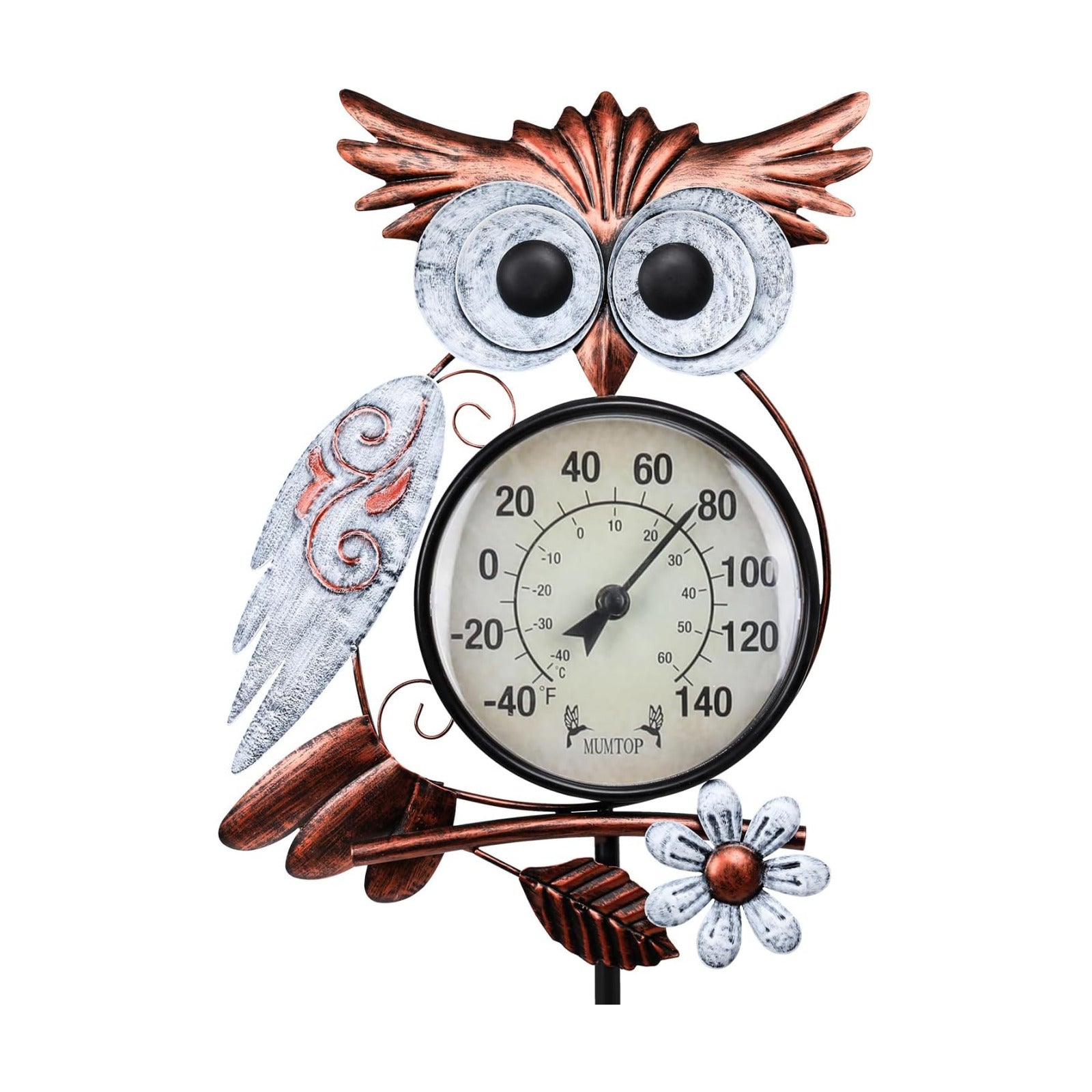 Outdoor Thermometer, Owl Outside Decor for Patio, Yard and Garden | No Battery Needed Waterproof Indoor and Outdoor